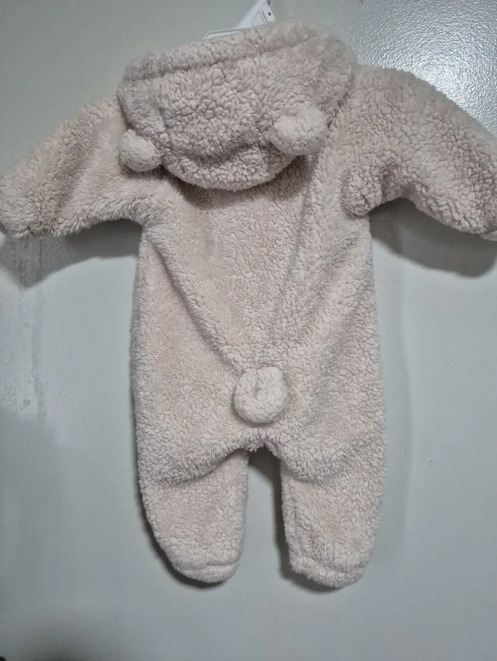 Cozy Cream Plush Hooded Baby One-Piece Footie